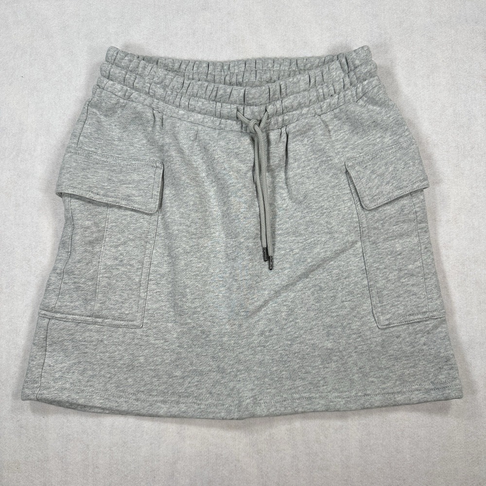 Universal Thread Gray Fleece Cargo Mini Skirt Drawstring Elastic Waist Pockets S